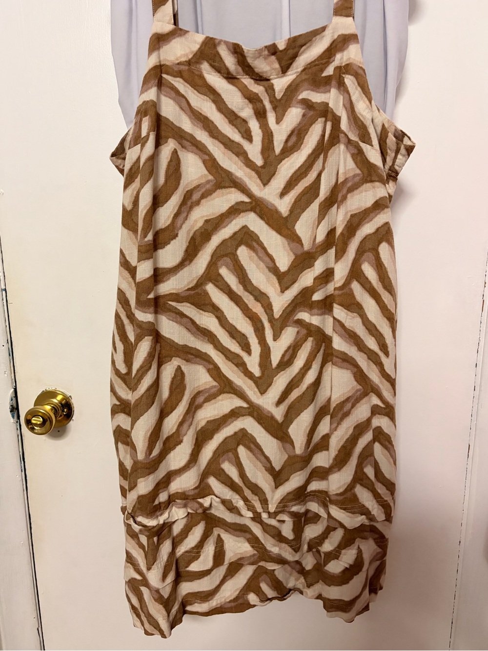 Time and Tru Brown and Cream Zebra-Print Mini Dress